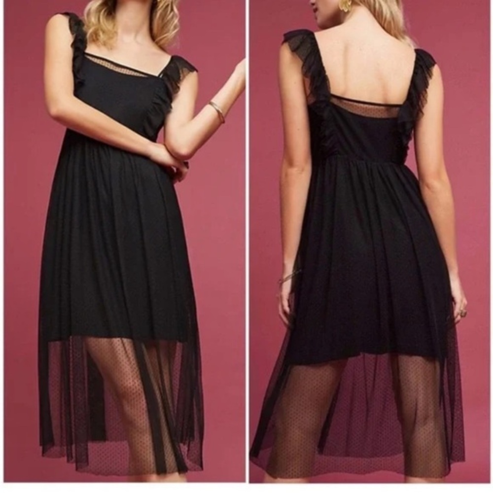 Fairy core witchy goth Maeve layered Black lace polka dot dress apron